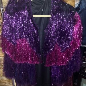 Purple and Pink Fringe Vest